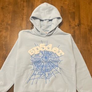 Sky blue web sp5der hoodie
